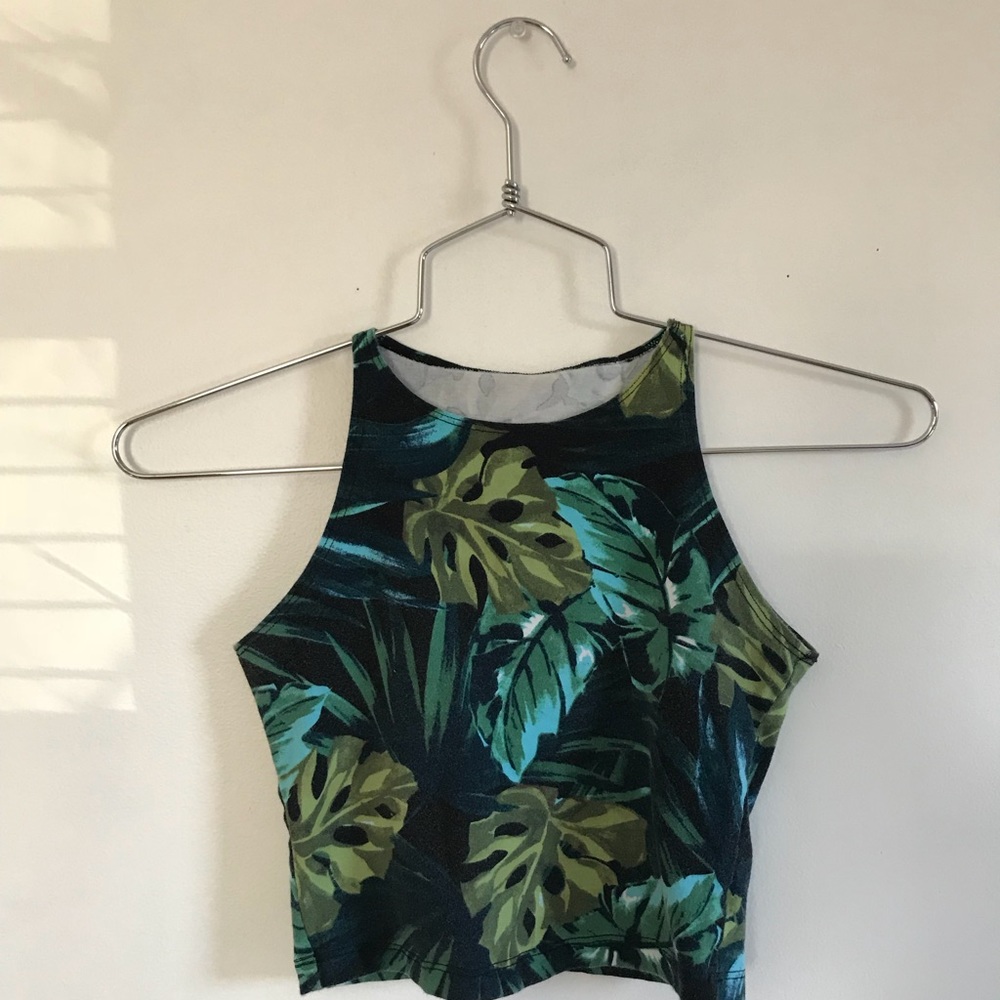 Jungle Print American Apparel Halter Crop-Top
